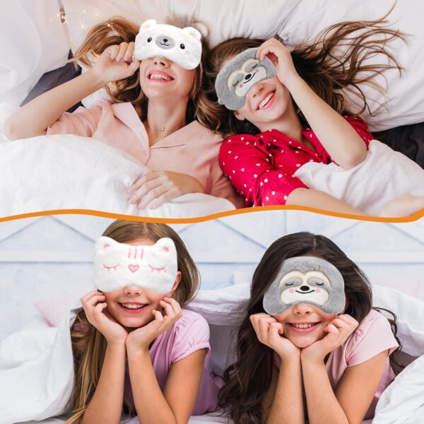 Schlafmaske für Kinder,3 Stück niedliche Tier-Schlafaugenmaske, Plüsch-Gesichtsmaske,Reise-Schlafaugenmaske,Schlafhilfe,verstellbare Augenmaske, dehnbar, weich und bequem,Schlafaugenmaske（Stil 1） – Bild 5