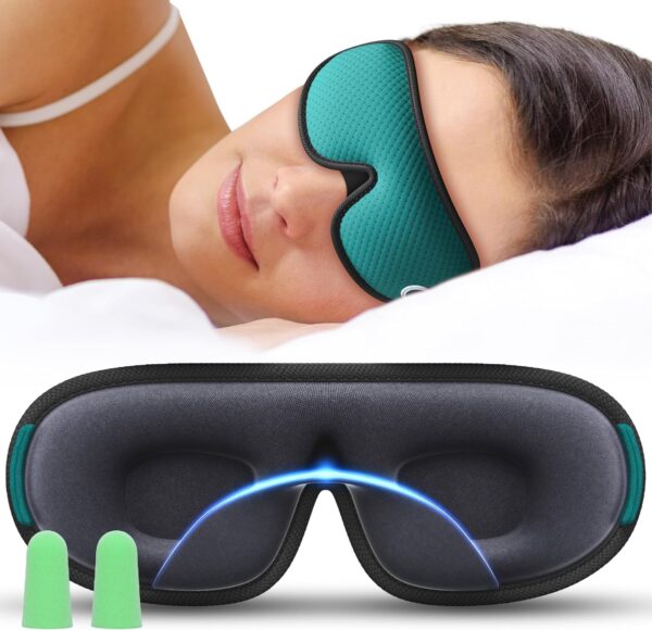 Medi Grade 3D Schlafmaske mit vollständiger Abdunkelung [4-teilig] Schlafmaske Herren Und Frauen, atmungsaktive Augenbinde mit verstellbarem Gurt, 2x Ohrstöpsel und Reisetasche