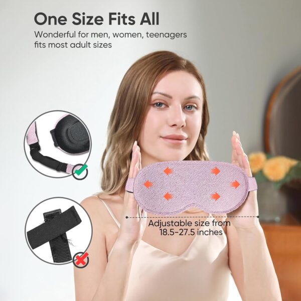 Seiden Schlafmaske für Seitenschläfer, 100% Reine Natürliche Bio Maulbeerseide Augenmaske 3D-Augenhöhlen, Verdunkelung Schlafbrille mit Verstellbarem Stirnband für Herren, Frauen, Kinder – Bild 3