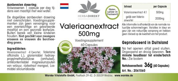 Baldrian Kapseln - 500mg - 60 Kapseln - 4-fach konzentriert - vegan | HERBADIREKT by Warnke Vitalstoffe - Deutsche Apothekenqualität – Bild 6