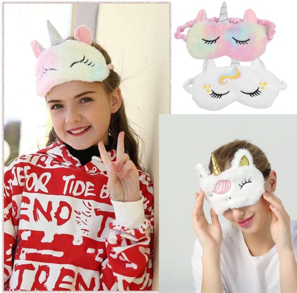 Dinghaole 2 Stück Schlafmaske Kinder Mädchen, Kinder-Augenmaske, Schlafmasken Einhorn, Schlafmasken Set für Kinder, Jungen, Mädchen, zum Schlafen, Mittagspause, Reisen, Pyjama-Party – Bild 6