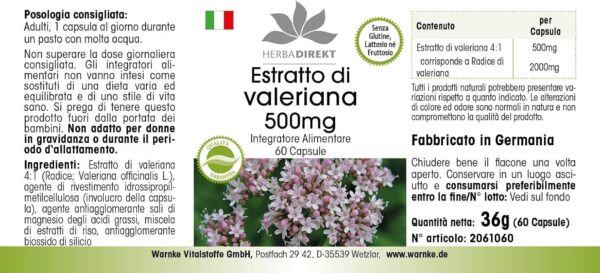 Baldrian Kapseln - 500mg - 60 Kapseln - 4-fach konzentriert - vegan | HERBADIREKT by Warnke Vitalstoffe - Deutsche Apothekenqualität – Bild 5