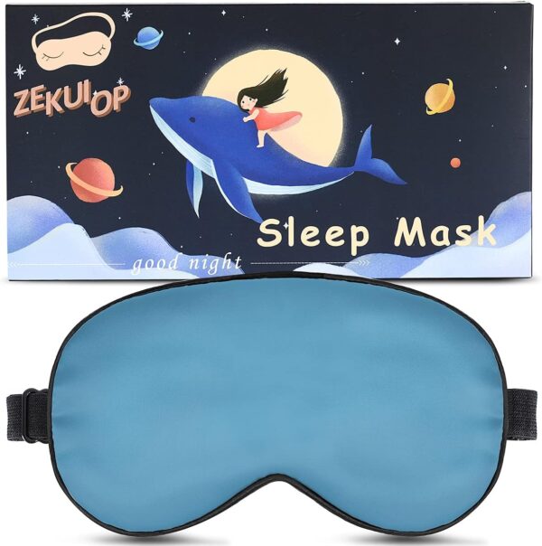 Schlafmaske, superweiche Augenmasken mit verstellbarem Riemen, leichte, bequeme Augenbinde, perfekte Lichtblockierung für Männer und Frauen (Netzrot Grün、Dunkelgrün、Marineblau) – Bild 2