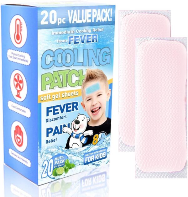 Coldcool Kühlpflaster für Kinder bei Fieber, Kopfschmerzen & mehr, 20 Stück, Gel, Flexibel, Einweg, Blau