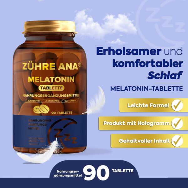 Zühre Ana Melatonin Tablette – 2X90 Tabletten – frei von unerwünschten Zusatzstoffen – 100% vegan - 200 g Dubai-Schokolade als Geschenk – Bild 4