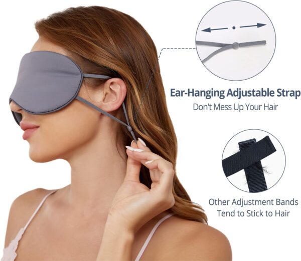 Schlafmaske Damen und Herren, Beidseitig Verwendbare schlafmaske seide, Schlafbrille, Bequemer Schlaf für zu Hause und auf Reisen Grau, Lila – Bild 4