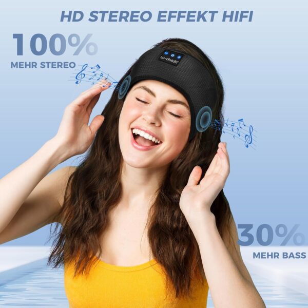 LC-dolida Schlafkopfhörer Bluetooth 5.4, Schlaf Stirnband Kopfhörer Headband Schlafmaske, Sportskopfhörer Musik schlafen Stirnband für Sport Training, Joggen, Yoga, Reisen – Bild 4