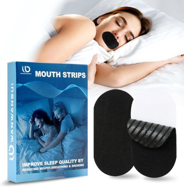 Scettar Mundpflaster Gegen Schnarchen, 50 Stück Schwarz Mouth Tape for Sleeping, Schnarchpflaster Verbessert das Durch Mundatmung Verursachte Schnarchen, Mundpflaster Schlafen Geeignet für Mundform