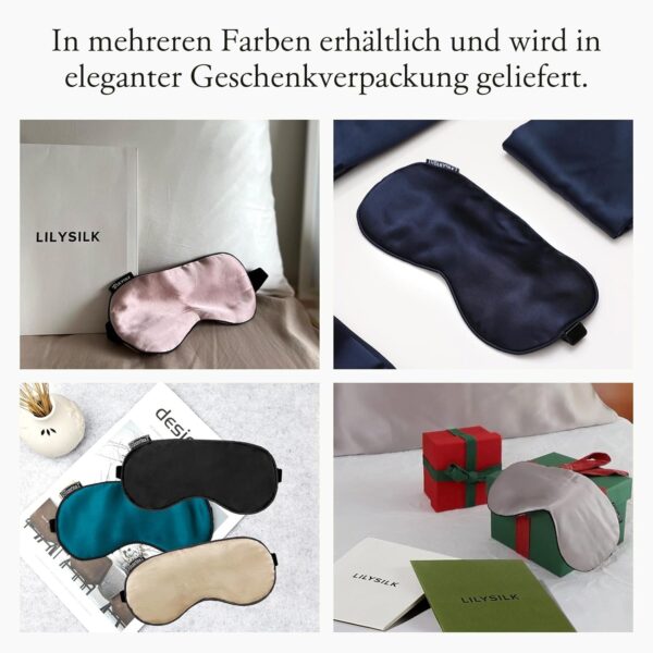 LILYSILK 100% reine Seide Schlafmaske Augenbinde Natürliche Seide gefüllte Augenabdeckung Weiche hautfreundliche Schlafaugenmaske mit verstellbarem Riemen für Frauen und Männer Weinrot – Bild 6
