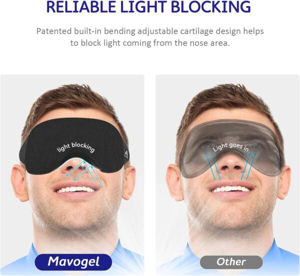 Mavogel Schlafmaske aus Baumwolle – aktualisiertes Design, lichtblockierende Augenmaske, weich und bequem, Schlafbrille für Herren und Frauen, für unterwegs, Schichtarbeit, inklusive Reisetasche – Bild 2