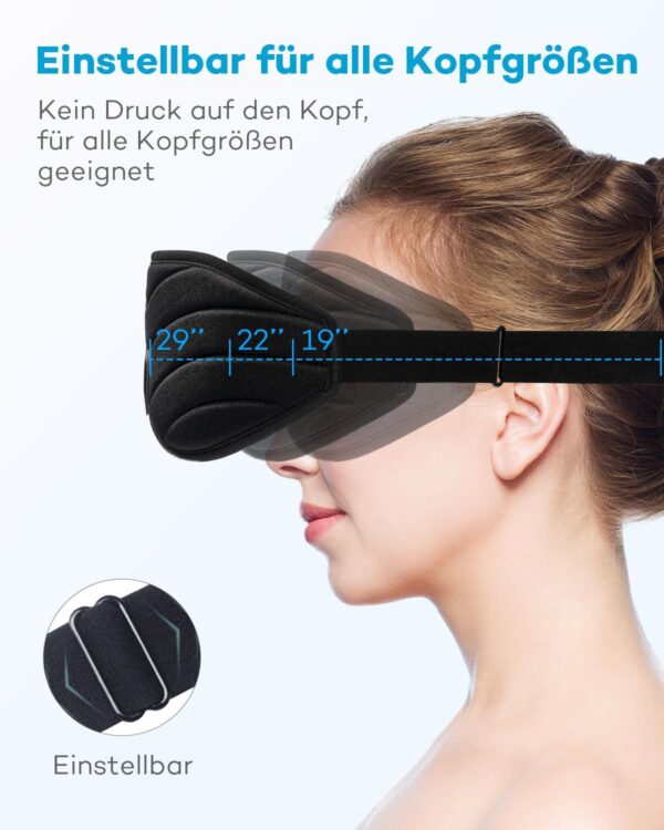 Schlafmaske für Frauen Herren, Umisleep 3D Konturierte Augenmaske, Superweich und Bequem, 100% Licht Blockierende Schlafbrille Augenbinde für Reisen, Schlaf, Schlaflosigkeit, Migräne (A-Schwarz) – Bild 6