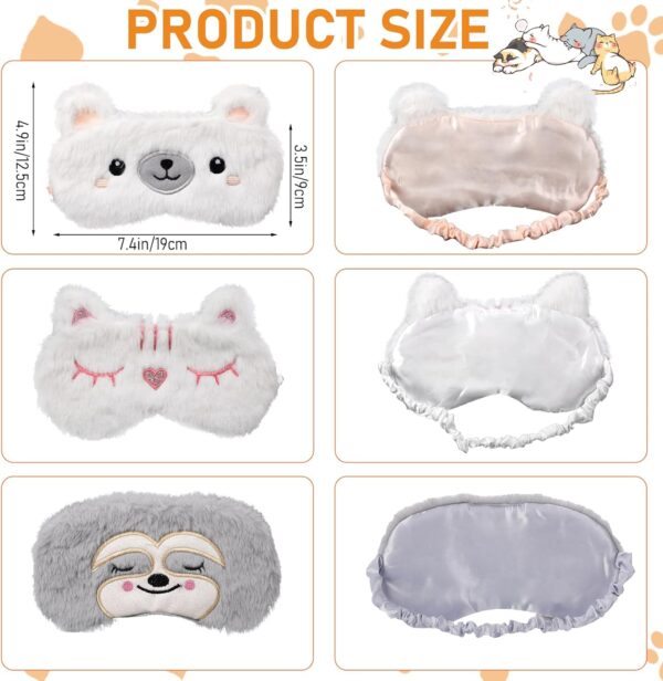 Schlafmaske für Kinder,3 Stück niedliche Tier-Schlafaugenmaske, Plüsch-Gesichtsmaske,Reise-Schlafaugenmaske,Schlafhilfe,verstellbare Augenmaske, dehnbar, weich und bequem,Schlafaugenmaske（Stil 1） – Bild 2