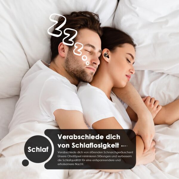 Ohrstöpsel zum Schlafen, geräuschunterdrückende Silikon Ohrstöpse, 45 dB, weich und wiederverwendbar, Gehörschutz mit 8 Ohrstücken in 4 Größen (XS, S, M, L) (Schwarz, 4 Größen (1 Set)) – Bild 5