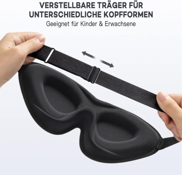 onaEz 3D Schlafmaske für Herren und Frauen, 2024 Total Licht Blockierendes Augenmaske, 12mm Vertiefte Augenhöhlen & Erhöhen Nasenpads, Schlafbrille aus Eisseide für Reisen, Nickerchen, Schwarz – Bild 7