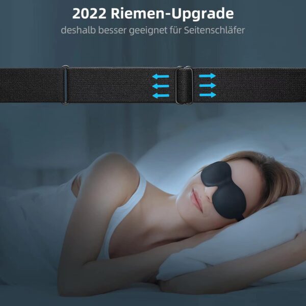Schlafmaske für Männer & Frauen, Trilancer 3D Schlafbrille Nachtmaske, Memory Schaum Augenabdeckung，Absolute Dunkelheit Augenmaske mit Ohrstöpseln – Bild 5