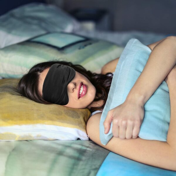 Hochoek Seidene Schlafmaske Augenmaske Augenschirm - 100% Seide Soft Verstellbares Band Schlafmaske (Schwarz+Dunkel Blau+Lila) – Bild 6