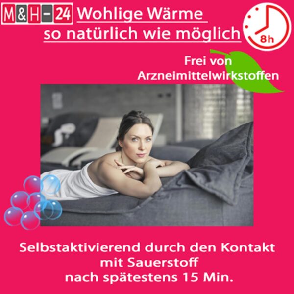 M&H-24 Wärme Pflaster für Rücken, Schulter und Nacken - 20er Pack Selbstklebende Wärmekissen, Rückenwärmer, Bodywärmer und Körperwärmer 8h – Bild 6