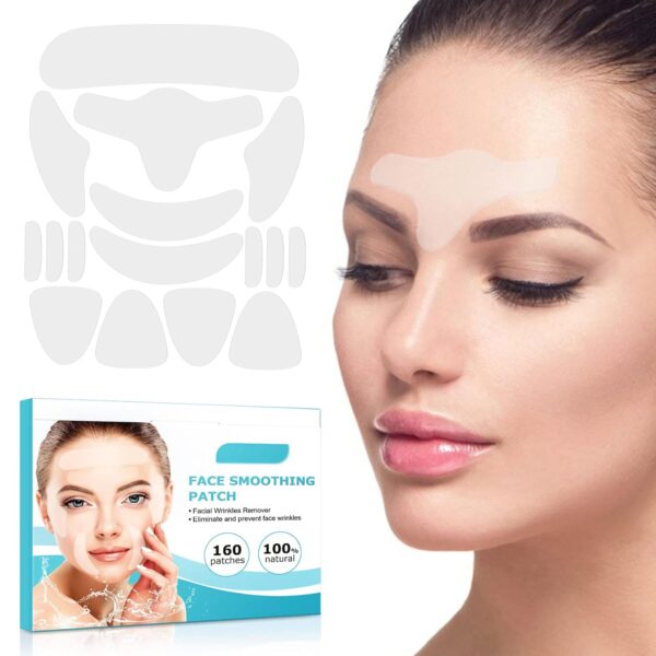 Gesichtsfalten Entferner Streifen, 160 Stücke Anti Falten Pads Facial Patches Gesichtsfalten Pflaster zum Glätten von Augen Mund oder Stirnfalten für Gesicht 10 Blätter – Bild 8