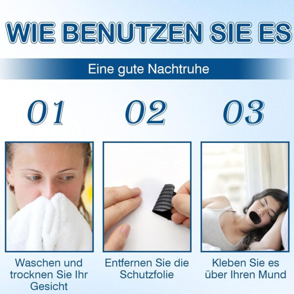 Scettar Mundpflaster Gegen Schnarchen, 50 Stück Schwarz Mouth Tape for Sleeping, Schnarchpflaster Verbessert das Durch Mundatmung Verursachte Schnarchen, Mundpflaster Schlafen Geeignet für Mundform – Bild 4