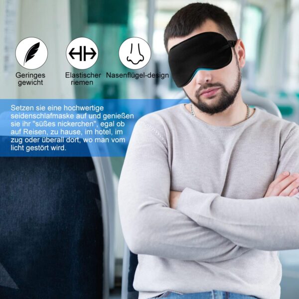 supregear Seiden Schlafmasken, Bequeme Nachtschlaf Seiden Augenmaske Satin Augenabdeckung mit Gummiband für Yoga Reisen Nickerchen Frauen Männer, 4er-Pack, Farblich Sortiert – Bild 5