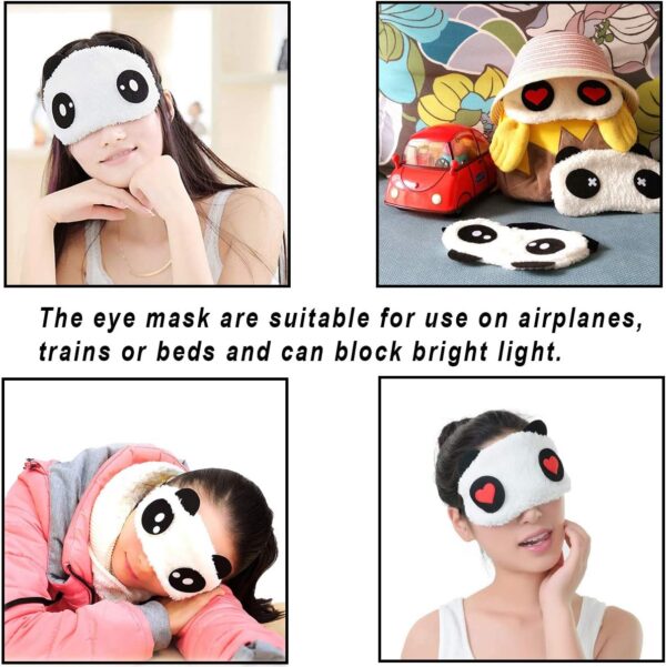 OSUTER 8 Stücke Schlafmaske Plüsch Süß Schlaf Augenmaske Panda Schlafmaske Augenabdeckung für Kinder Mädchen Damen Reisen Nickerchen Nacht – Bild 4