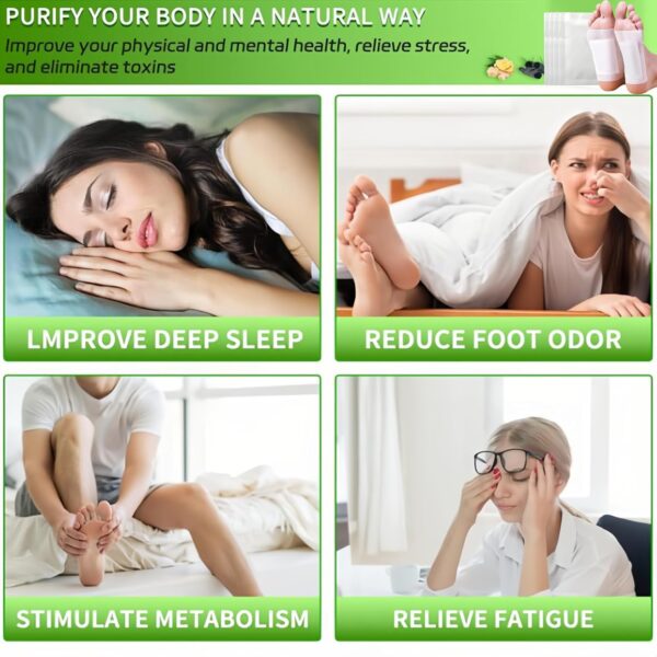 Wonjean 40 Stück Detox Fußpflaster,Deep Cleaning Foot Patch Detox Pflaster Fuß Entgiftungspflaster 100% Natürliche Fußpolster,Müdigkeit Detoxfußpflaster für Tiefen Schlaf und Stressabbau – Bild 6