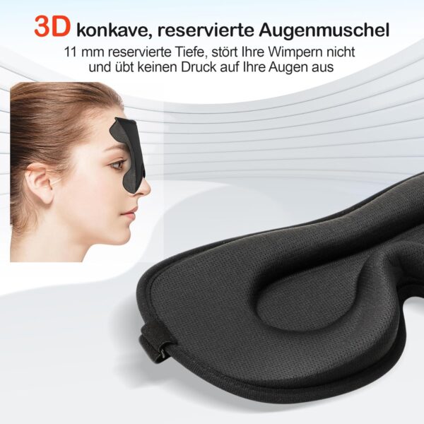 Boniesun Schlafmaske für Seitenschläfer, 2025 Lufthohlraum Lichtschattierung Schlafbrille, 3D Vertiefte Augenhöhlen und verstellbare Gummiband, Weiche und atmungsaktiv Augenmaske für Männer und Frauen – Bild 2