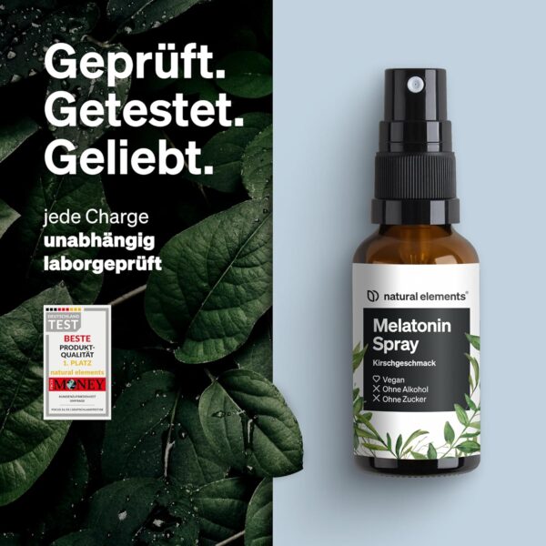 Melatonin Spray Kirsche – 0,5 mg Melatonin pro Tagesdosis – Zuckerfrei – mit Vitamin B1 und B6 – 30 ml, vegan, in Deutschland produziert – Bild 4