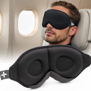 SHAPEVITAL 3D Schlafmaske Deluxe für Frauen und Herren, Seitenschläfer Augenmaske mit tiefen Augenhöhlen für Wimpern, Augenbinde 100％ dunkel zum Schlafen, bequeme Schlafbrille für Reisen, schwarz