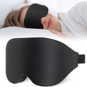 Schlafmaske für Herren Frauen, 3D Weiche Augenmaske Seitenschläfer Lichtblockierend 2024 Weich und Atmungsaktiv Memory Foam Schlafbrille mit Verstellbarem für Nickerchen Reisen