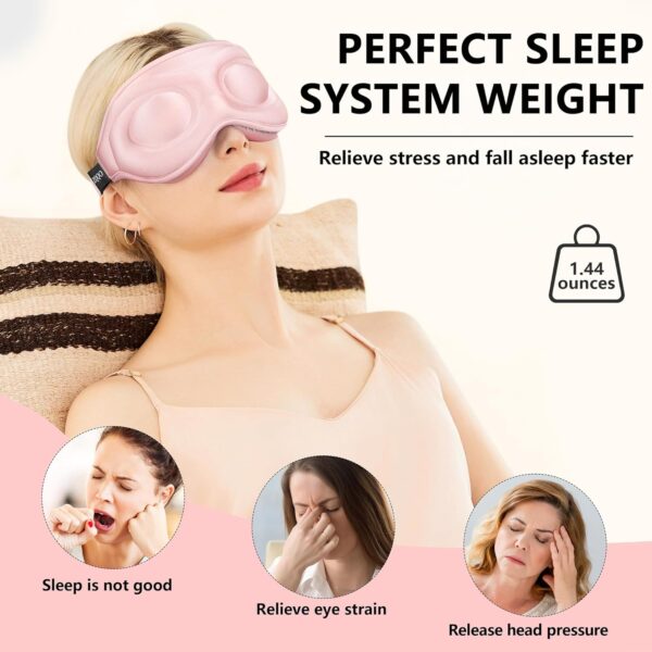 ZQQO 3D Schlafmaske füR Frauen Herren - Rosa Bequem Augenmaske Zum Schlafen mit 15 MM Tiefer AugenhöHle, 100% Verdunkelungs Sleep Mask Perfekt füR SeitenschläFer als Flugzeug & Reise Gadgets – Bild 6