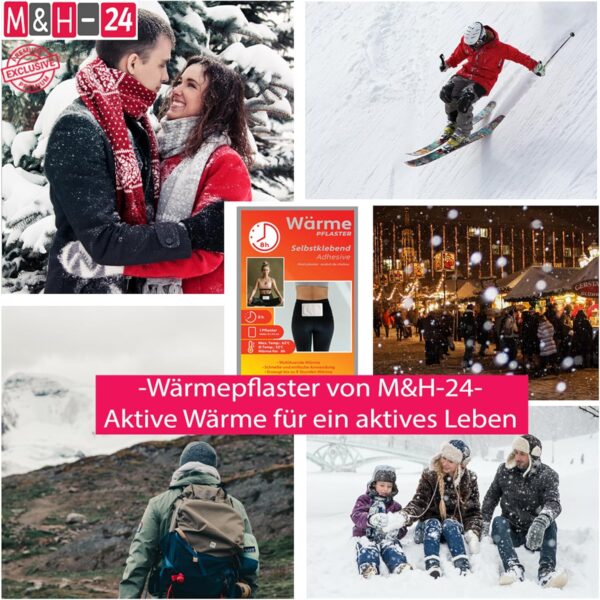 M&H-24 Wärme Pflaster für Rücken, Schulter und Nacken - 20er Pack Selbstklebende Wärmekissen, Rückenwärmer, Bodywärmer und Körperwärmer 8h – Bild 4