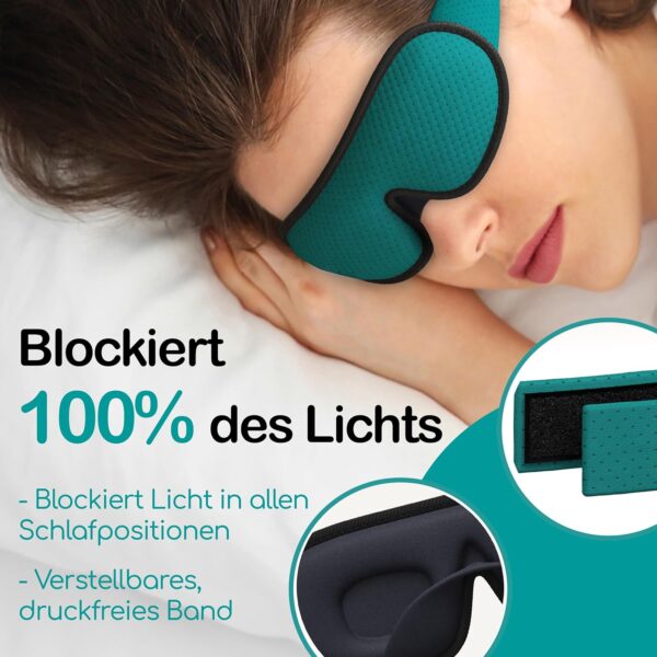 Medi Grade 3D Schlafmaske mit vollständiger Abdunkelung [4-teilig] Schlafmaske Herren Und Frauen, atmungsaktive Augenbinde mit verstellbarem Gurt, 2x Ohrstöpsel und Reisetasche – Bild 3