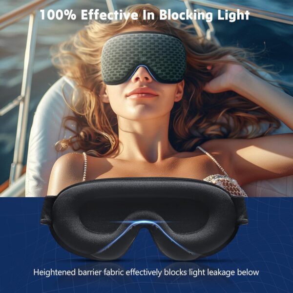 Aosun Schlafmaske für Frauen und Herren, 2024 Upgrade Speziell für Seitenschläfer Optimiertes und Verbessertes Gummiband, 3D Schlafbrille, 100% lichtblockierende Augenmaske mit Ohrstöpseln für Reisen – Bild 3