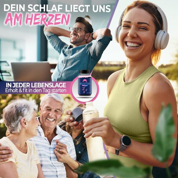 BEASTED Chill And Sleep Melatonin Gummies 60 Stück vegan / 0,5 mg je Sleep Gummies/Schlafgummibären OHNE Zucker/Schlaf Gummibärchen mit Kamille, Passionsblume & Melatonin hochdosiert – Bild 4