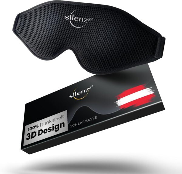 SILENZZZ® Premium Schlafmaske - 3D Augenmaske für Frauen & Herren - Schlafbrille bequem gepolstert für absolute Dunkelheit - Sleep-Mask, Schlaf-Maske schwarz