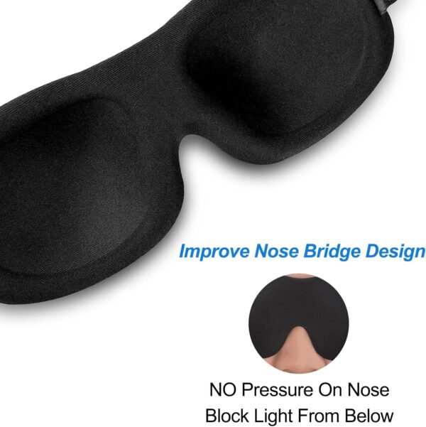 Brevanza 3 Stück schlafmaske, 3D augenmaske, schlafbrille mit tiefen Augenhöhlen, sleep mask für Herren und Frauen, Verstellbarem schlafmasken, Vollständige Lichtblockierung schlaf maske für Reisen – Bild 5