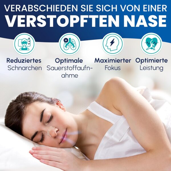 ®GRANDAT Nasenpflaster Schnarchen (50er Pack) Premium Nasenstrips gegen Schnarchen Extra Halt für Sport & bessere Schlafqualität besser Atmen bei verstopfter Nase Strips Nasal Nose (Universalgröße) – Bild 5