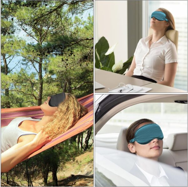 Schlafmaske, 2-teiliges Set Seiden Augenmasken, Seide ultradünne, bequeme und atmungsaktive 99% Verdunklungsbrille, Langzeit-Tragen druckfreie Maske, geeignet für Männer, Frauen und Kinder – Bild 7