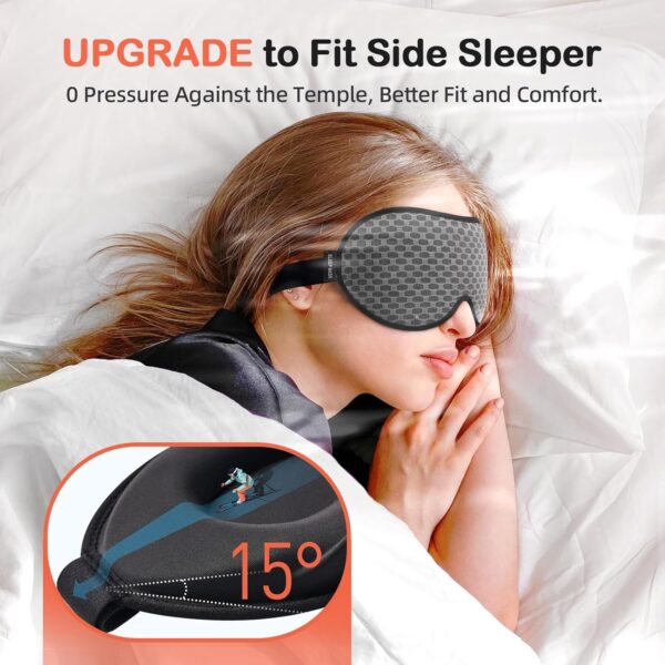 INNELO Schlafmaske für Herren Frauen, 2024 Bequeme Atmungsaktive 3D Augenmaske, mit tiefen Augenhöhlen und erhöhten Nasenpads,100％ Lichtblockierende Schlafbrille mit Memory Foam für Reisen, Grau – Bild 4