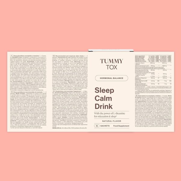 Sleep Calm Drink zur Entspannung mit L-Theanin, GABA, Magnesium, Vitamin B6 und Mangan, Ohne Melatonin, 30 Beutel, Tummy Tox – Bild 7