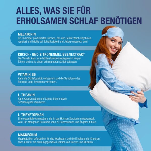 NORDWISE Sleepmaker Probiotika Kapseln mit Melatonin hochdosiert I 2-Monatsvorrat (300 Mrd. KBE/Paket) - Schlaftabletten mit Verdauungsunterstützung | Mit Magnesium & B6 – Bild 4