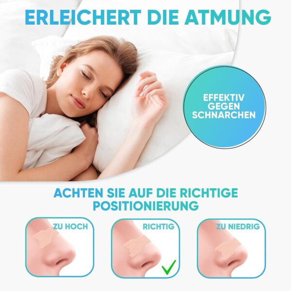 Health Press® Nasenpflaster – 50 Transparente Nasenstrips – Anti Schnarch Pflaster für einfacheres Atmen bei Schlaf & Sport – Schlafnasenstreifen für bessere Atmung – Schnarchstopper – Nasal Strips – Bild 3