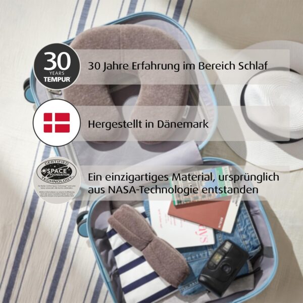 TEMPUR Schlafmaske für Damen und Herren, blickdichte verstellbare Schlafbrille für tiefe Entspannung, Grau – Bild 5