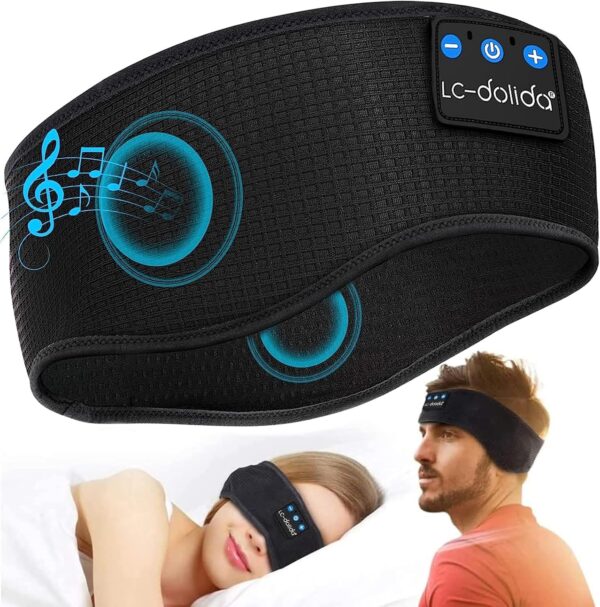 LC-dolida Schlafkopfhörer Bluetooth 5.4, Schlaf Stirnband Kopfhörer Headband Schlafmaske, Sportskopfhörer Musik schlafen Stirnband für Sport Training, Joggen, Yoga, Reisen