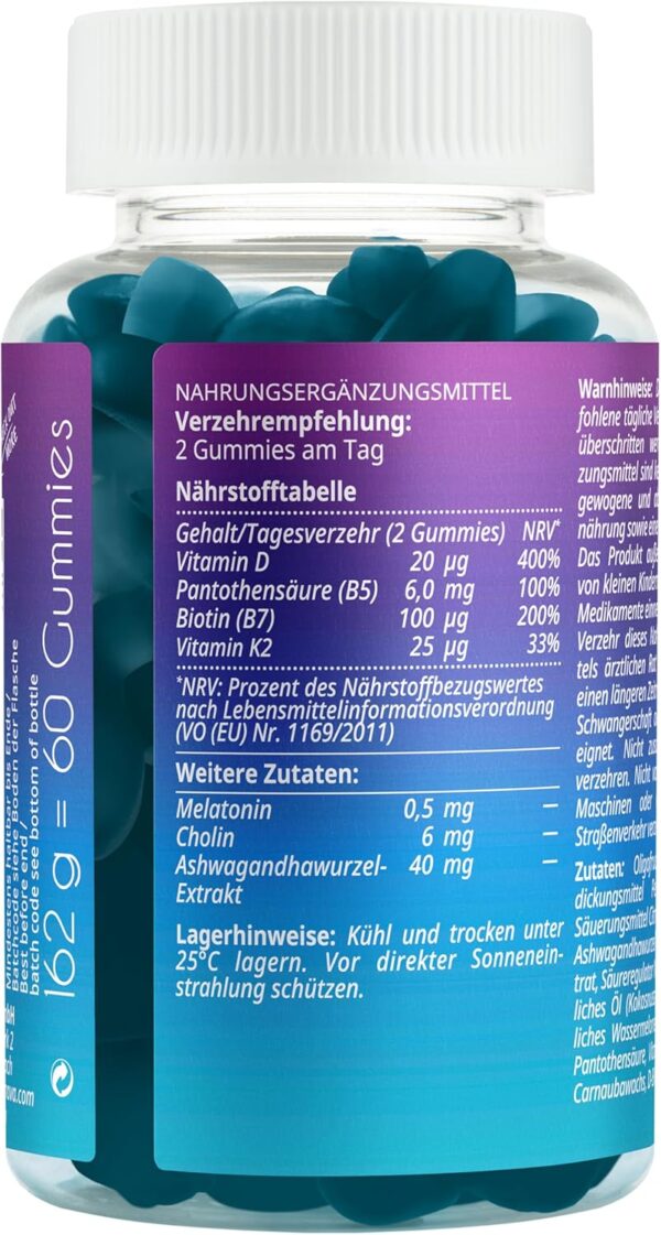 essence INAO Inner and Outer beauty Dream and Chill | vegane Nahrungsergänzungsmittel | Vitamin D, B7 | Melatonin Gummibärchen | 60 Stück – Bild 3