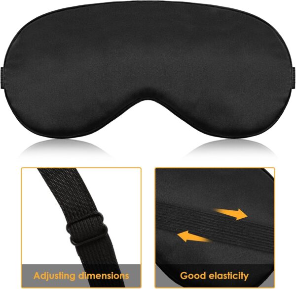 Schlafmaske Schlafaugenmaske für Männer Und Frauen Augenmaske Zum Schlafen Lichtblockierend Weich Atmungsaktiv Schlafaugenmaske Mit Verstellbarem Gummiband für Yoga Reisen Nickerchen (Schwarz) – Bild 3