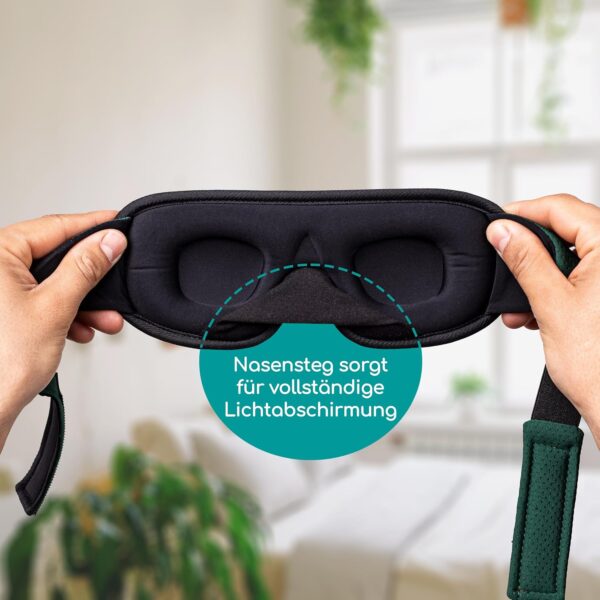 Medi Grade 3D Schlafmaske mit vollständiger Abdunkelung [4-teilig] Schlafmaske Herren Und Frauen, atmungsaktive Augenbinde mit verstellbarem Gurt, 2x Ohrstöpsel und Reisetasche – Bild 4