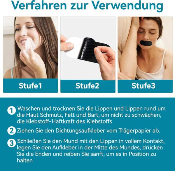 Mundpflaster Gegen Schnarchen,50 Stück Mouth Tape für Sleeping Schnarchstopper Anti Schnarch Schnarchpflaster Nachts Schlaf,Mundkleber Hilft Verhindern Schnarchen für Sleep Besser Schlafen Und Atmen – Bild 7