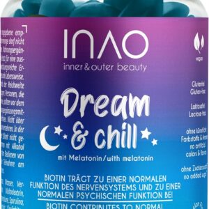 essence INAO Inner and Outer beauty Dream and Chill | vegane Nahrungsergänzungsmittel | Vitamin D, B7 | Melatonin Gummibärchen | 60 Stück